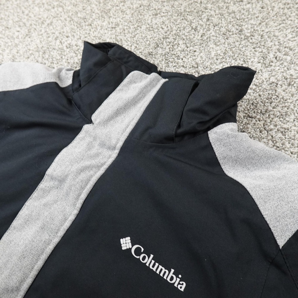 Columbia Jacket Mens L Black Gray Omni Heat Omni Tech Waterproof Coat Outdoor